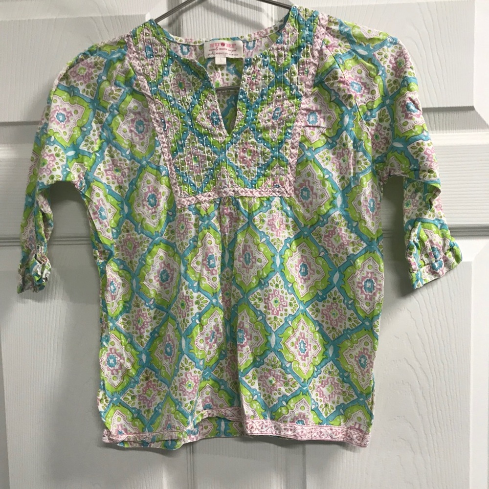 Nordstrom Peek Large Green & Pink Boho Top -  EUC